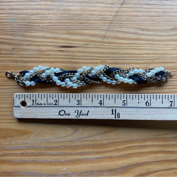 Torsade Style Bracelet with Faux Pearls - Picture 2 of 3